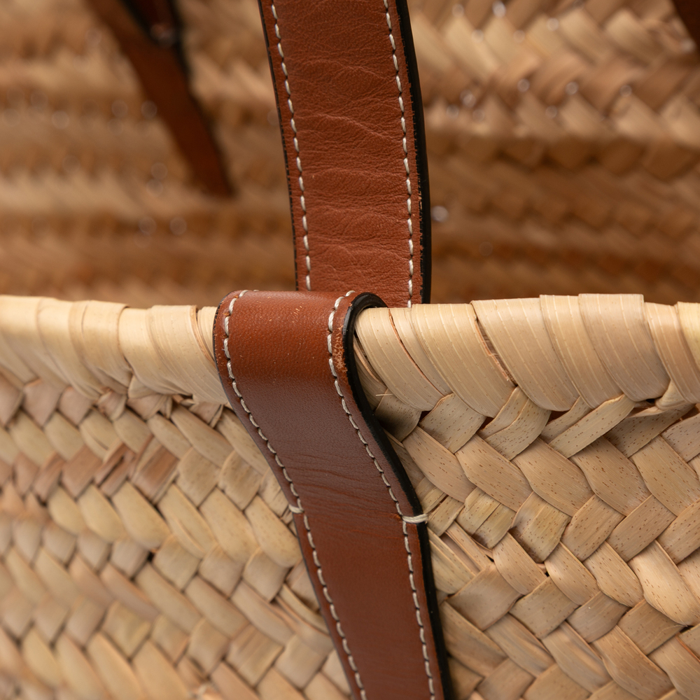 Pre-Loved Celine Large Raffia Cuir Triomphe Classic Panier Tote - Picture 7 of 12